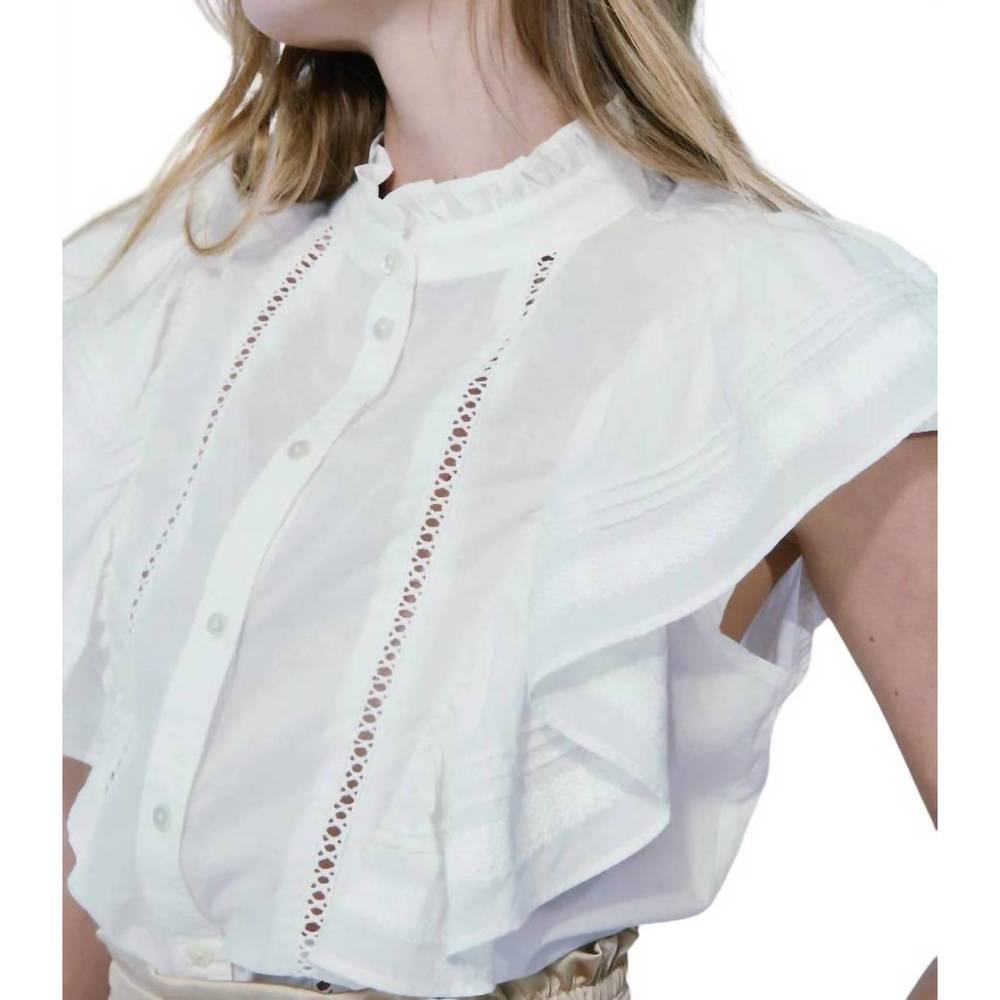NEW MELISSA NEPTON ginger frilly sleeveless blouse in off white - Picture 2 of 3